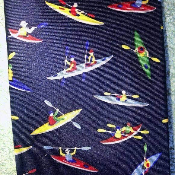 NWOT Men’s Alynn 100% Silk Tie Kayaks By Eric Holch - Picture 2 of 4
